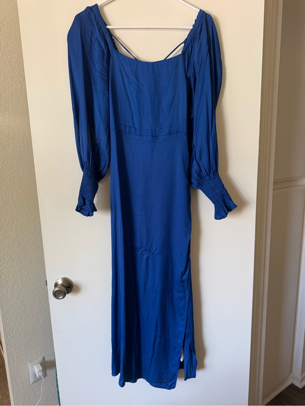 NWT FRNCH Paris Fasia Electric Blue Open Back Midi Dress Small